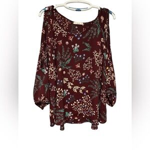 Le Lis Burgundy‎ Fall Floral Blouse size 2X